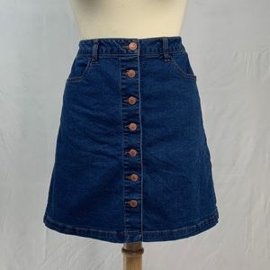 Forever 21 Denim Skirt With Copper Buttons